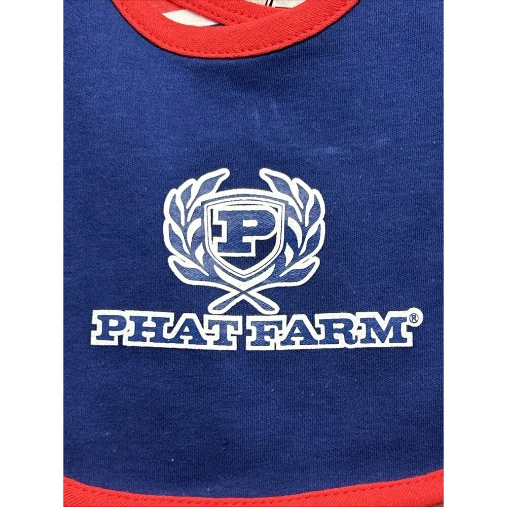 Phat Farm Bay Boys 18Month 3Pc Creeper Bib Pants Set Red Blue Bodysuit New